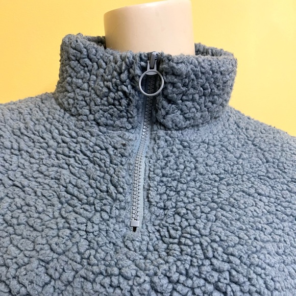 Dusty Blue Faux Shearling Sweater - Picture 2 of 7